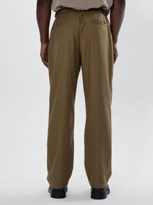 Musero Pleated Straight Leg Suit Trousers - Brown - View 4