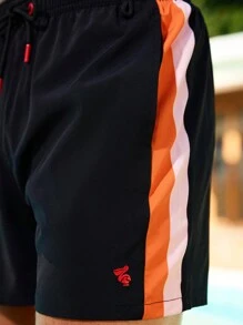 Surfspeed Men's Solid Color Front Tie Casual Beach Pants, Vacation - Black - View 5