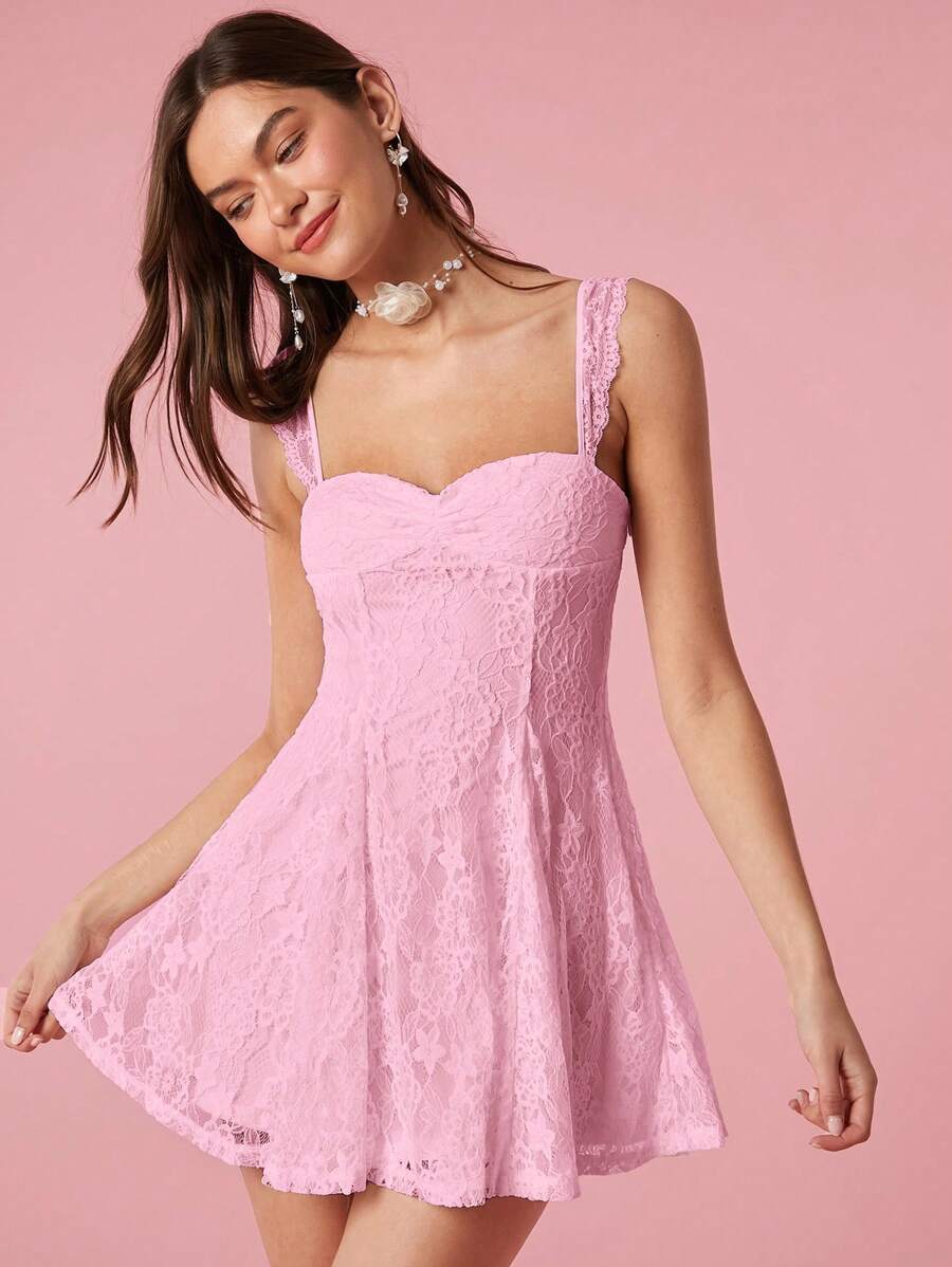 Enchnt Women's Simple Casual Baby Pink Everyday Dress For Valentine's Day - Pink - View 1