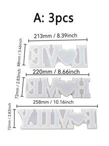 3 件装 LOVE HOME FOMILY 字母模具 DIY 水晶滴管模具 英文单词模具装饰品 - 白色 - 查看 6