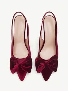 CUCCOO CHICEST Women's Red Velvet Bow Slingback Flats, Elegant For Commute, Date, Wedding, Office, Formal Events Spring Shoes Spring Break Easter