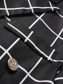 Manfinity Mode Stylish Men's Grid Pattern Two-Piece Suit Set In Black And White - Multicolor - View 8