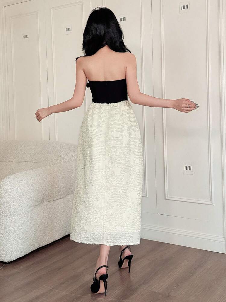 Color Block Midi Tube Dress For Women Prom Dress Sundress,Formal Women Dresses Elegant Women Dresses Cocktail Dress