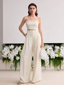 MOTF Soiréza PANTALONES DE TRAJE CON PATA ANCHA FRUNCIDA