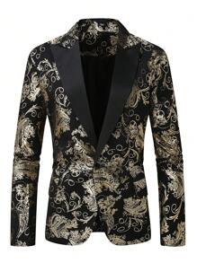 Manfinity AFTRDRK Plus Size Men Plain Color Patchwork Long Sleeve Pocket Simple Blazer