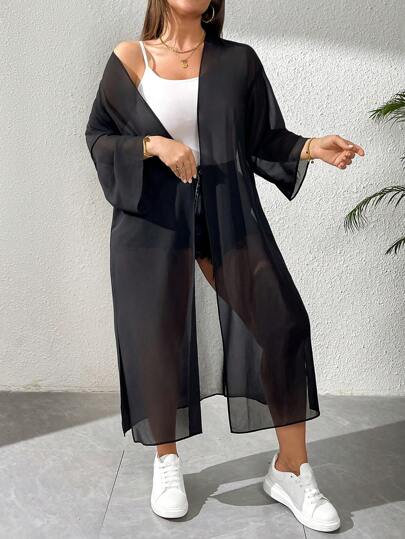 SHEIN Essnce Plus Size Women's Summer Business Casual Beachwear Vacations Woman Beach Coat For Woman Spring Break Offices For Women Concert Women Cruise Attire Women Beach Cover Up