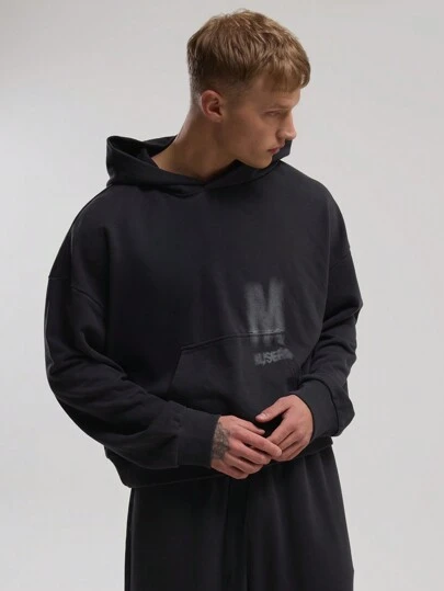  超大号“M Musero”标语连帽衫