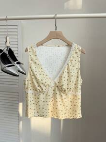 Comfortcana 春夏季大码碎花蕾丝修身吊带背心