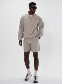 Musero Quarter Zip Pull Over Nylon Jacket - Grey - View 4