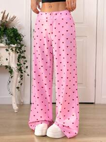 SHEIN EZwear Women's Summer Casual Minimalist Pink Pants For Everyday Wear