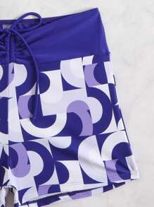 SHEIN Beach Outfits For Women: 2pcs Knit Holiday Party Outing Printed & Solid Color Spaghetti Strap Backless Sexy Elegant Strapless Summer Set Includes Bowknot Bikini - Multicolor - View 5