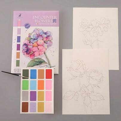 SHEIN 1 cuốn sách tô màu màu nước sáng tạo, sách vẽ graffiti giải tỏa căng thẳng với thiết kế hoạt hình, trở lại trường học, đồ dùng học tập