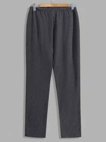 EURMUSE Men Special Fabric With Embriodery Button Front Basic Regular Shirt & Pants Set - Dark Grey - View 9