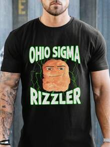 Manfinity Dauomo Ohio Sigma Rizzler Humorous Graphic Print Men's T-Shirt