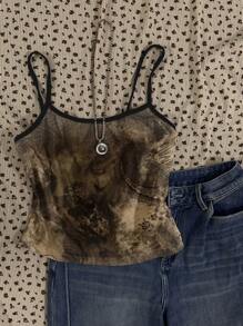 SHEIN EZwear 女士休闲复古图案性感吊带背心上衣，适合夏季 - 彩色 - 查看 5