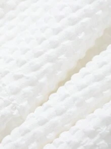 DAZY Women Textured Puffy Sleeve Loose Mid-Length Dress,Ruffle - White - View 3