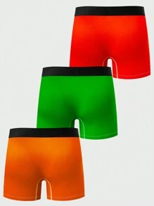 Men's Digital Print Patchwork Simple Boxer Brief, Casual Daily Wear