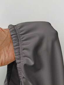 SHEIN VCAY 大码女式纯色抽绳腰直筒休闲裤 - 灰色 - 查看 8