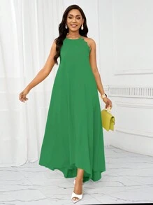 SHEIN Lady Vestidos de fiesta, vestidos de invitada de boda, vestidos de mujer de verano, vestidos de vacaciones y de ocio, vestido largo con tirantes para mujer - Agua verde azul - Ver 6