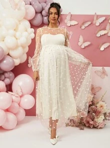 Loomaby Vestidos de maternidad para fiesta de baby shower, Día de San Valentín - Albaricoque - Ver 7