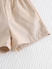 Cozy Pixies 2 件装男婴传统图案立领长袖上衣和松紧腰裤套装 - 卡其色 - 查看 5