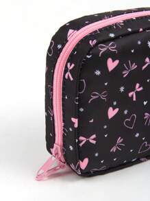 Luiza Werlang رمضان حقيبة تجميل جميلة ذات نمط قلب وفراشة باللونين الأسود والوردي، للتخزين، مناسبة لعيد الحب