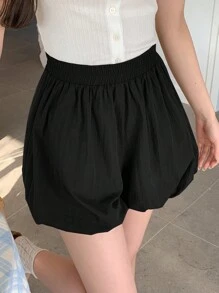 DAZY Women Solid Color Lantern Shorts, Elastic Waist Relaxed Fit Shorts Summer,Skorts - Black - View 4