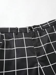 Manfinity Mode Stylish Men's Grid Pattern Two-Piece Suit Set In Black And White - Multicolor - View 6