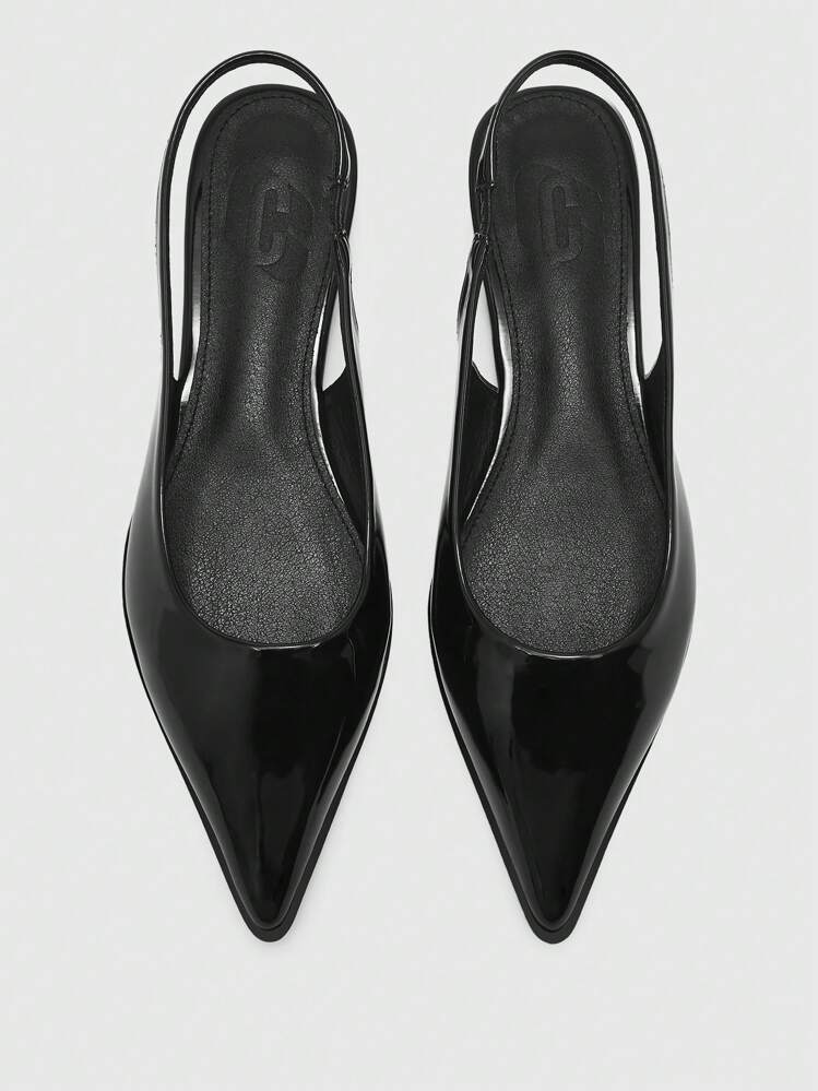 CUCCOO BIZCHIC Basic Simple Solid Pointed Toe Flats Commuter Shoes, Black Glossy PU For Women, Workplace Spring Shoes Spring Break Easter For Christmas - Black - View 8