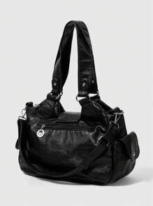 ROMWE Grunge Punk Bolsa De Ombro De Pu Com Decoração De Rebites Da Moda, Elegante Para Deslocamento Diário