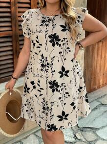 SHEIN VCAY Đầm thường ngày đơn giản thanh lịch cỡ lớn - Nhiều màu - Xem 4