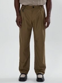 Musero Pleated Straight Leg Suit Trousers - Brown - View 2