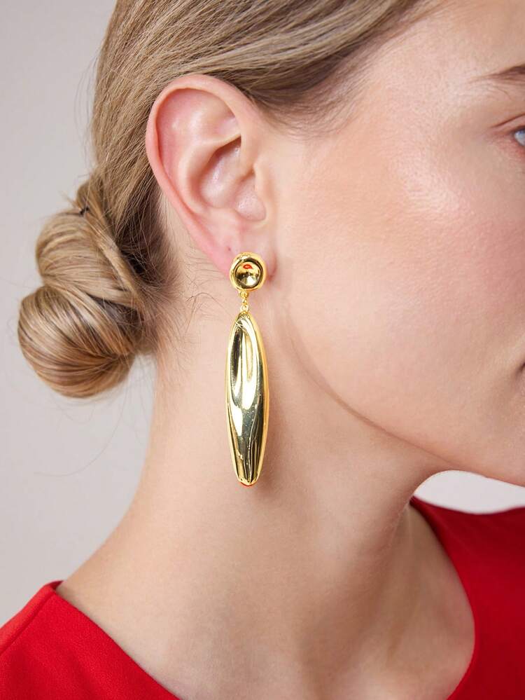 WOMEN'S 18K GOLD PLATED OVAL SHAPED EARRINGS