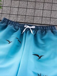 SHEIN Leap Crew 1 Pc Teenboy's Palm Tree Printed Beach Shorts;Spring Wear; Teen Boys' Clothing; Teen Boy' Jackets, Spring Back To School - Multicolor - View 5