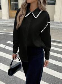 Serisse Áo cánh đơn giản và thời trang cho nữ mặc hàng ngày - màu đen - Xem 6