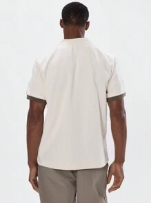 Musero Collared V Neck Short Sleeve Striped Boxy Top Spring Summer Essentials Basics Capsule Wardrobe - Multicolor - View 3