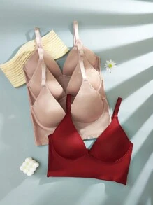 Snug Zone 4 件套加大码无钢圈运动文胸套装，简约时尚，适合日常休闲穿着 - 彩色 - 查看 4
