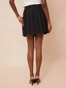 NYA SZN Spring High Waist Pleated Mini Skirt Summer Festivals - Black - View 3