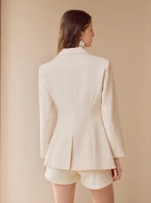 MOTF PREMIUM 立体花卉单排扣西服外套 - 杏色 - 查看 7