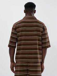 Musero 撞色条纹短袖翻领纽扣两件套运动服套装（仅上衣）春夏必备 - 彩色 - 查看 3