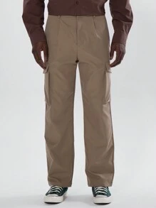 Musero Straight Leg Utility Chino Cargo Trousers - Brown - View 1