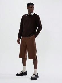 Musero Shorts confeccionados tejidos - Marrón Chocolate - Ver 2