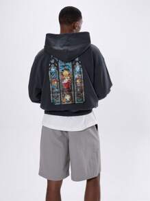 Musero 彩色玻璃贴花图案连帽衫 - 藏蓝色 - 查看 3