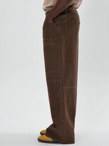 Musero Multi Pocket Baggy Denim Jeans - Brown - View 4