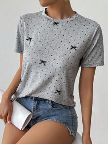 EMERY ROSE Women's Casual Loose Round Neck Short Sleeve T-Shirt, Spring/Summer