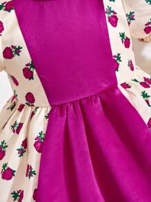 SHEIN Babygirl Stylish Colorblock Floral Pattern Summer Vacation Sundress - Multicolor - View 6
