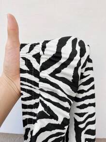 SHEIN EZwear 大码斑马纹休闲宽松裤，春夏 - 黑與白 - 查看 7