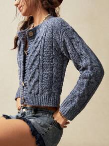 Bohemela 女士纯色宽松圆领长袖开衫，适合度假