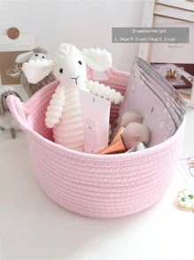1pc Small Handwoven Cat Ear Design Rope Storage Basket,Desktop Storage Basket For Living Room, Bedroom, Desk, Bedside(Pink) - Pink - View 3