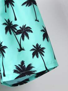 SHEIN Shorts de baño estampados aleatorios para adolescentes, nuevo traje de baño para primavera/verano, shorts de playa, tela interior de natación, adecuado para nadar y practicar surf - Multicolor - Ver 6